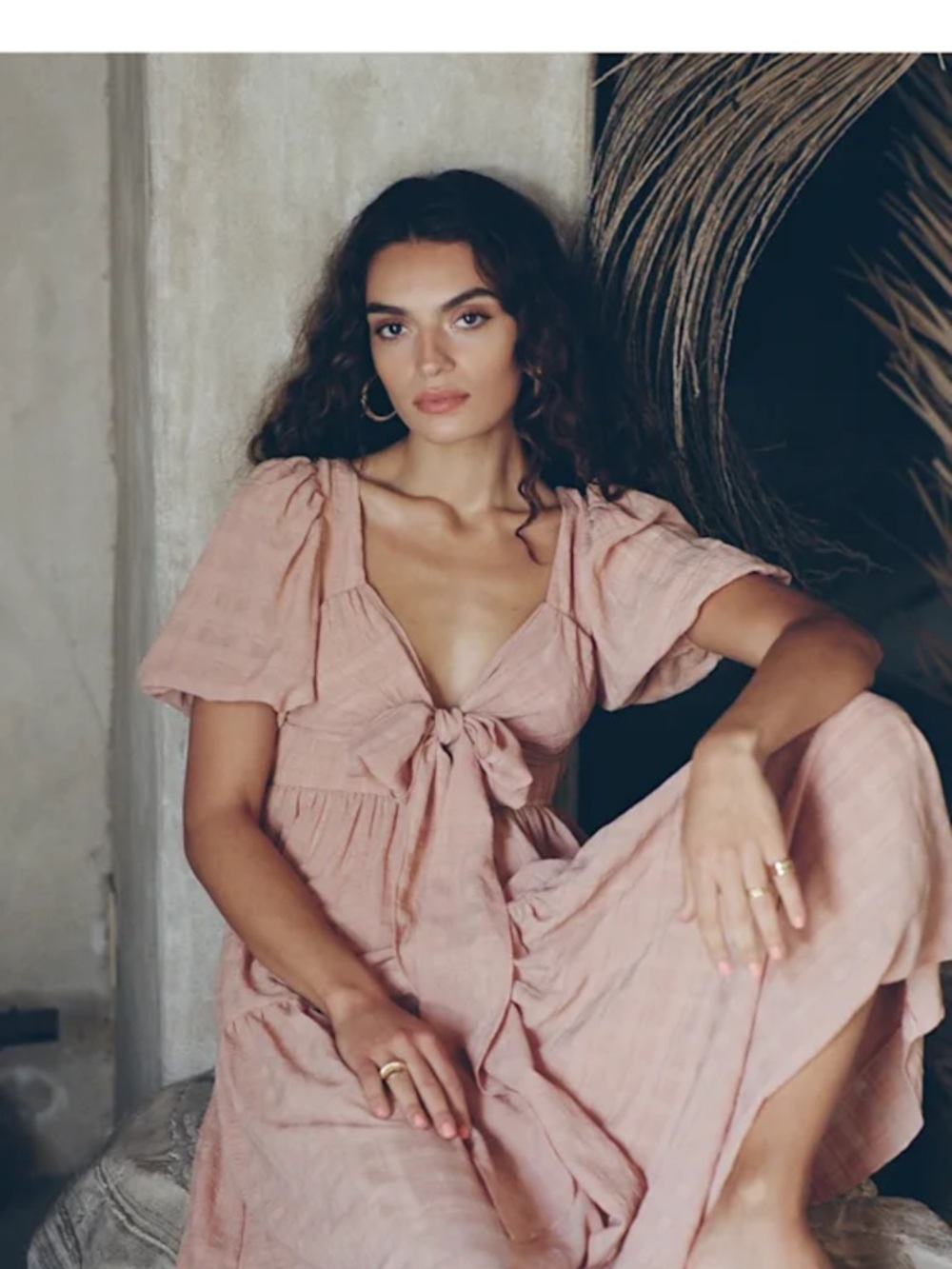Lulu's Hello Sweetheart Peach Puff Sleeve Tiered Midi Dress